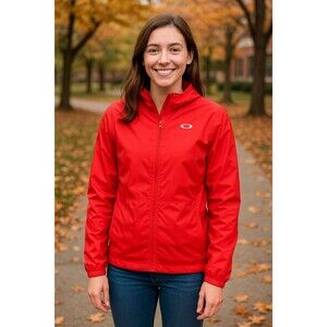 Oakley Women’s Red Full-Zip Windbreaker Jacket Size Small NWOT